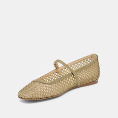 REYES BALLET FLATS OLIVE WOVEN RAFFIA