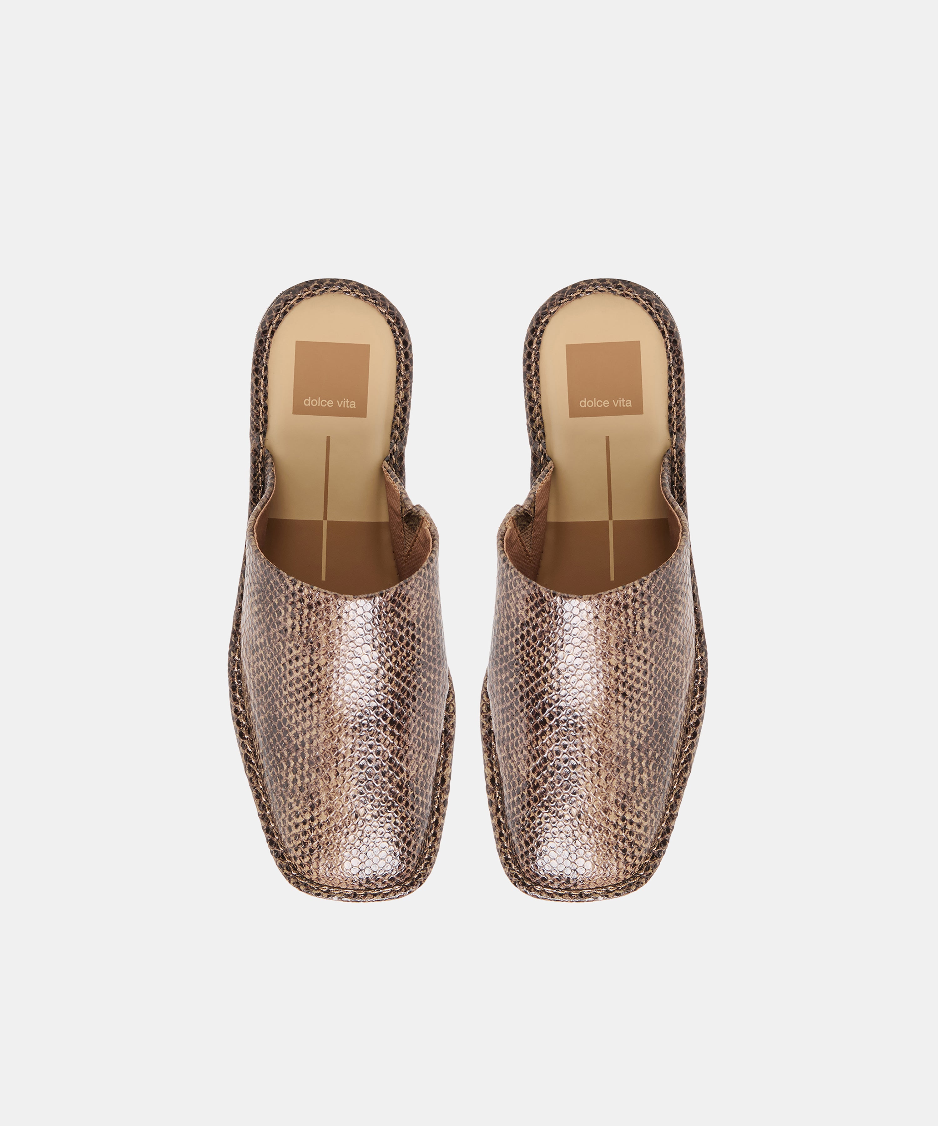 PHIRA FLATS SNAKE TAN EMBOSSED LEATHER