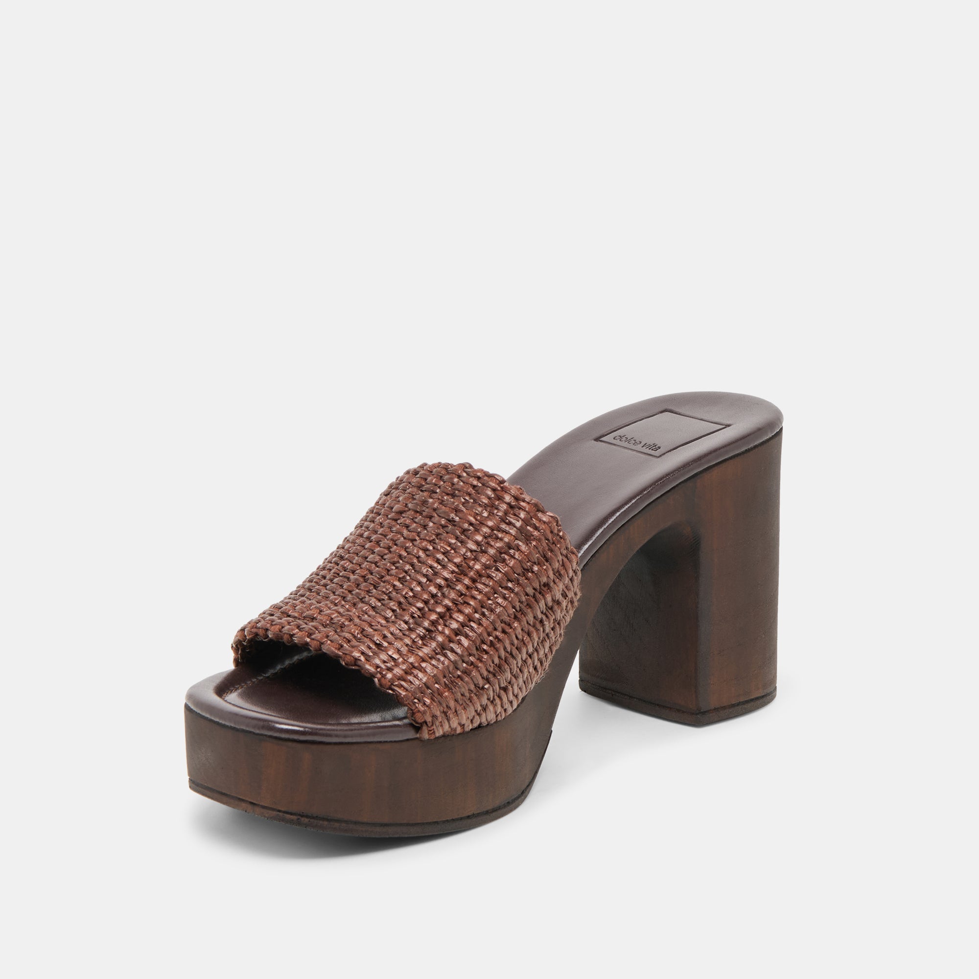 CELEST HEELS CHOCOLATE RAFFIA