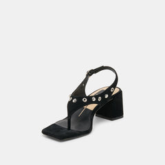 YVES STUD HEELS ONYX SUEDE