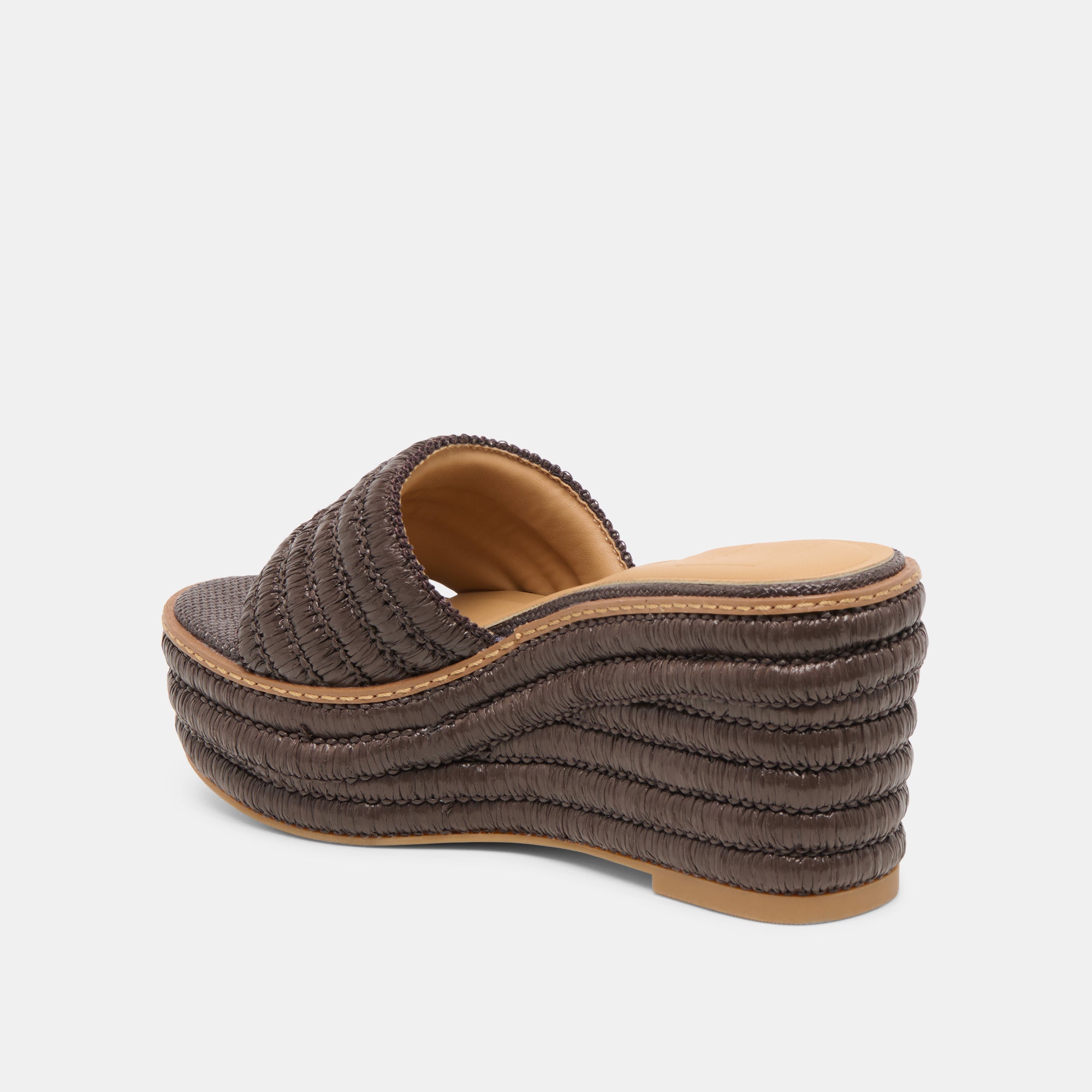 THRONE WIDE WEDGES CHOCOLATE RAFFIA