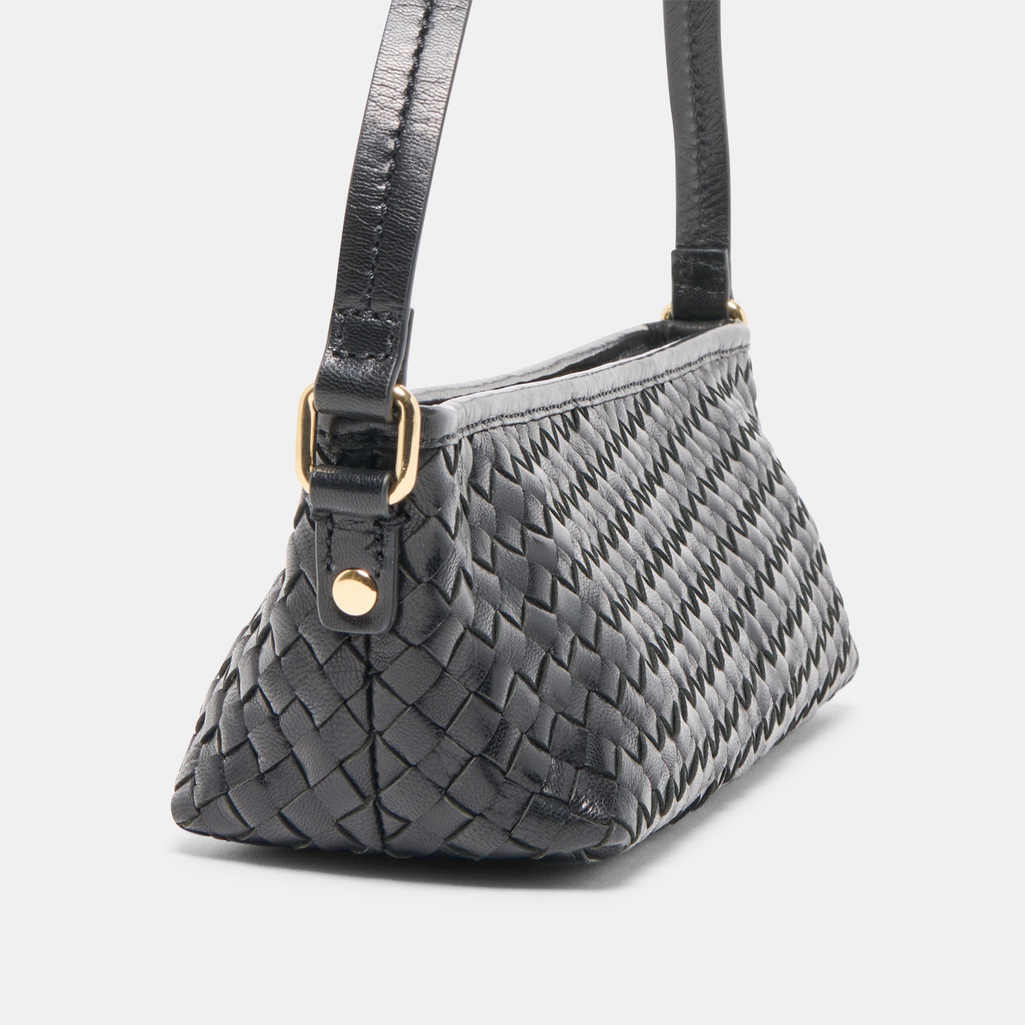 SAVAII WOVEN SHOULDER BAG BLACK WOVEN LEATHER